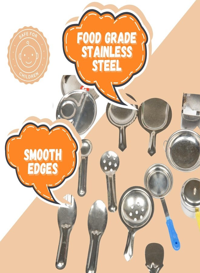 Poppet Miniature Kitchen Set for Kids with Realistic Cooking Set for Kids Girls - Durable Steel Kitchen Set for Kids Girl for Fun Pretend Play Toys for Girls and Mini Kitchen Set Playtime - Image 3